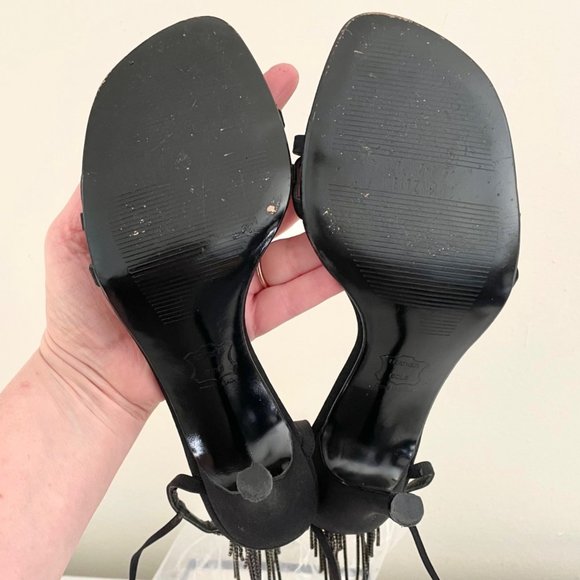 Stuart Weitzman Streamlines Womens Strappy Heels sz 8 Shoes w/Rhinestone Tassels - Picture 12 of 16